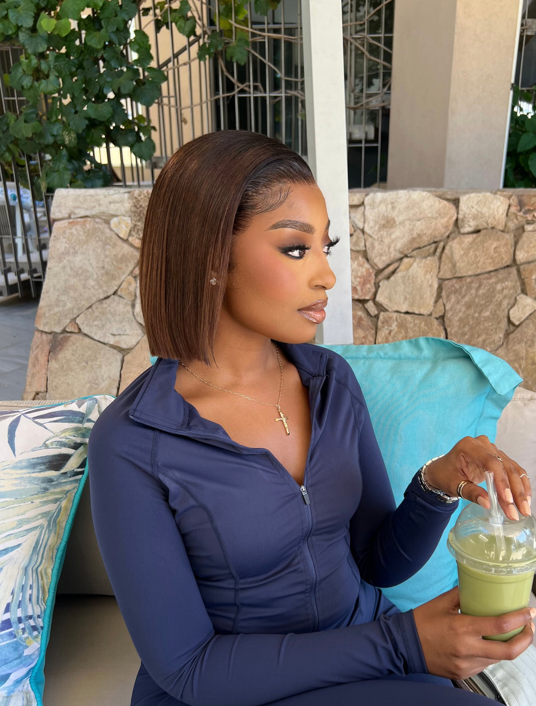 10” Ombré Highlight Sleek Frontal Wig
