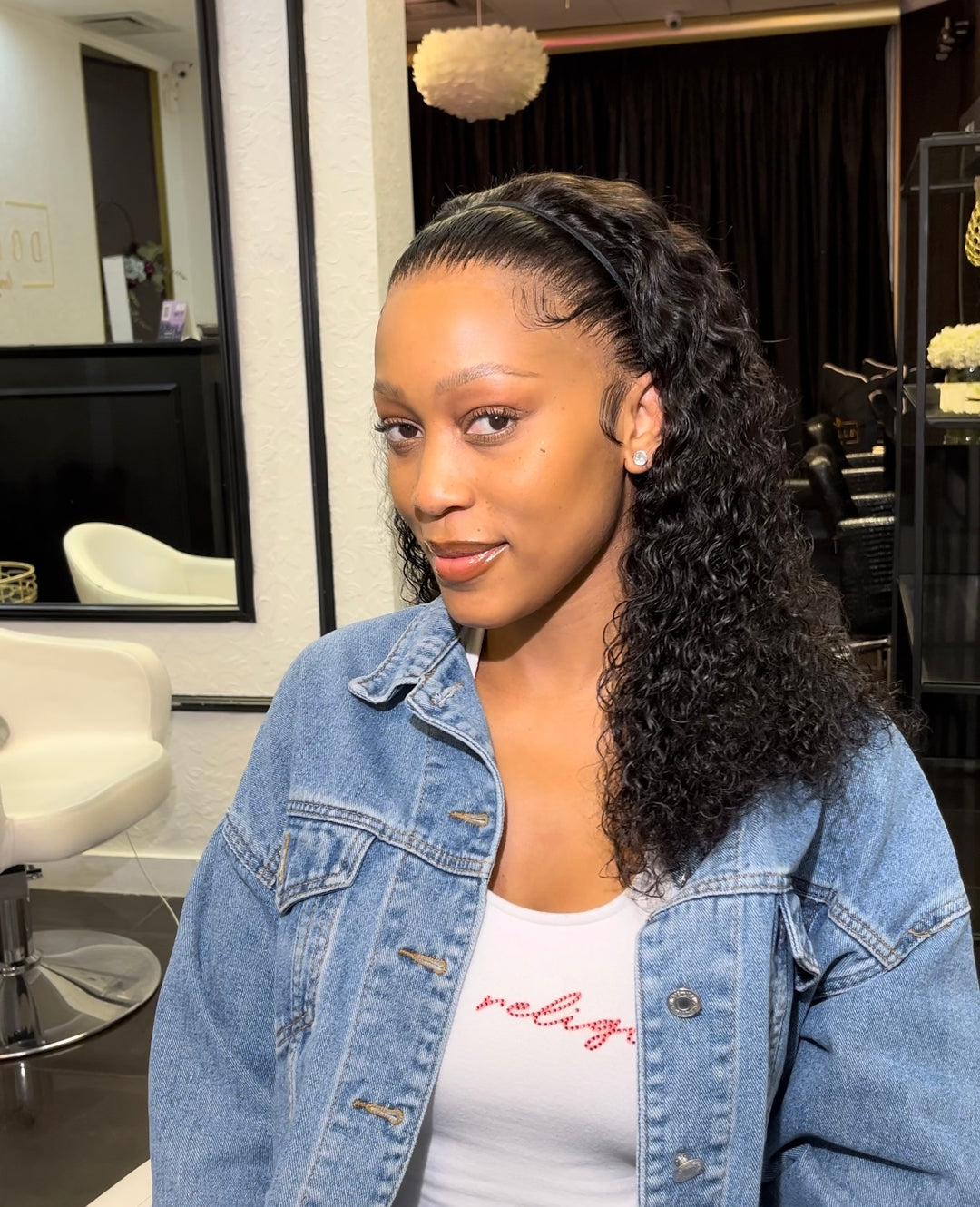 18" DD Curly Frontal Wig