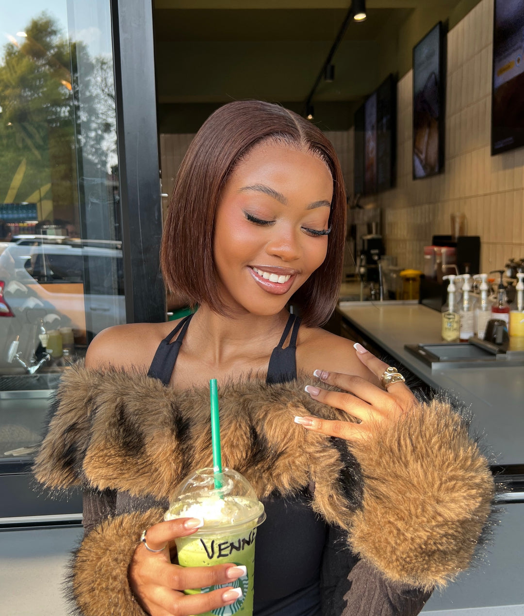 10” Sleek Brown Frontal Bob Wig