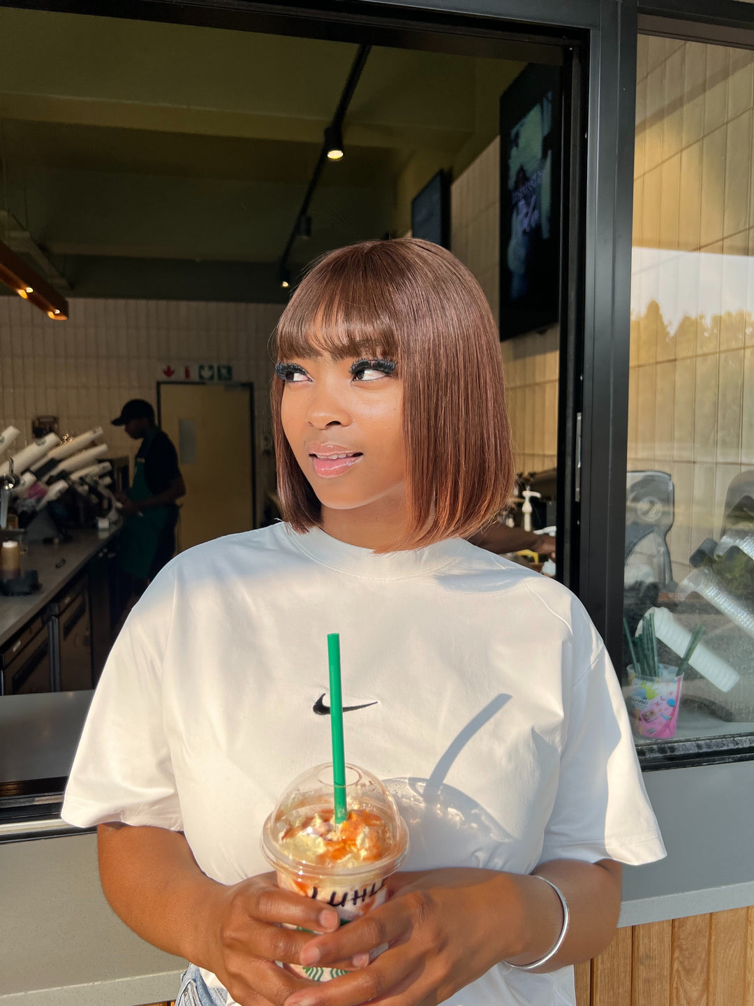 8” Cinnamon Wear & Go Wig with Bangs