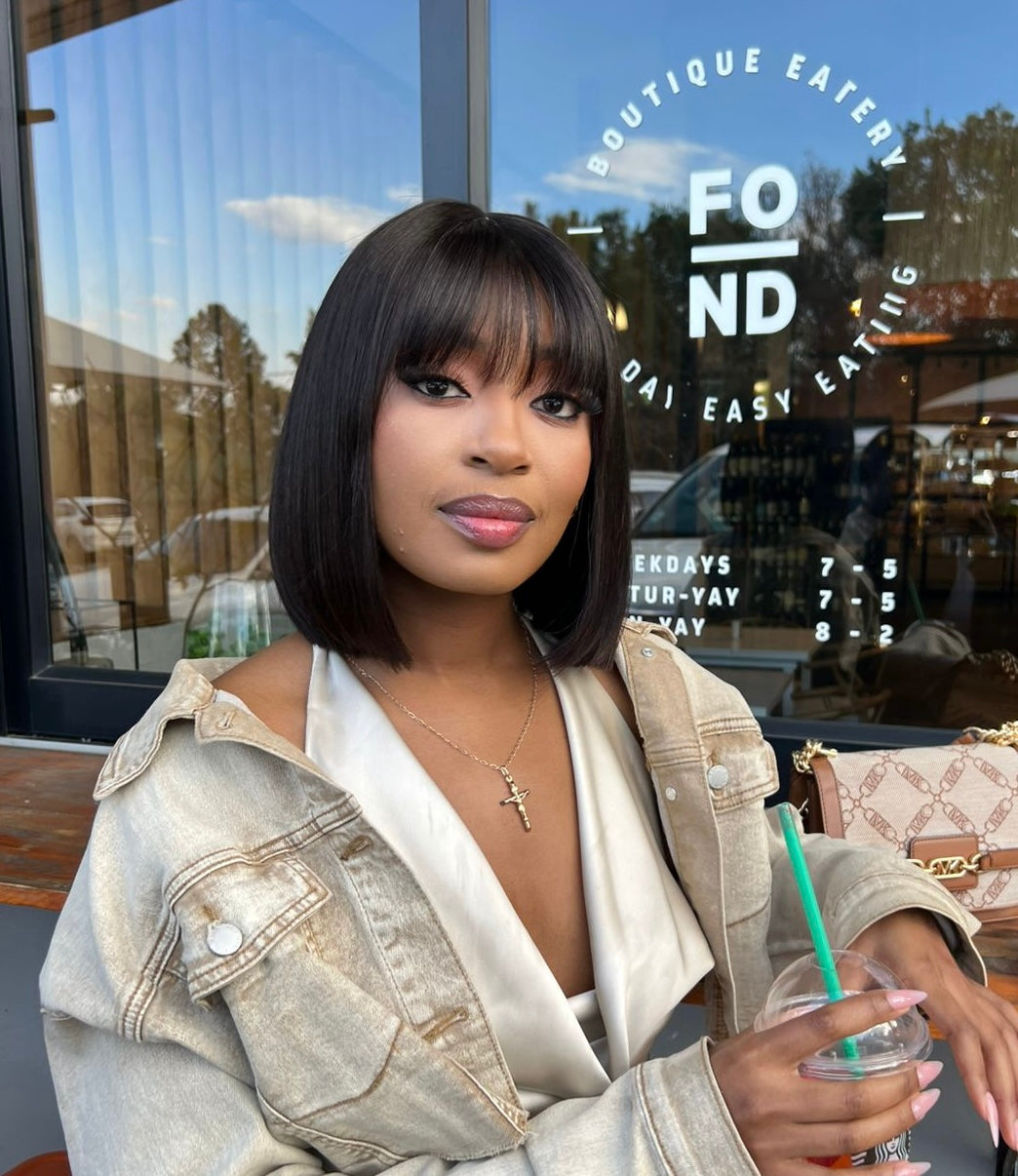10" Vietnamese Wear & Go Wig with Bangs
