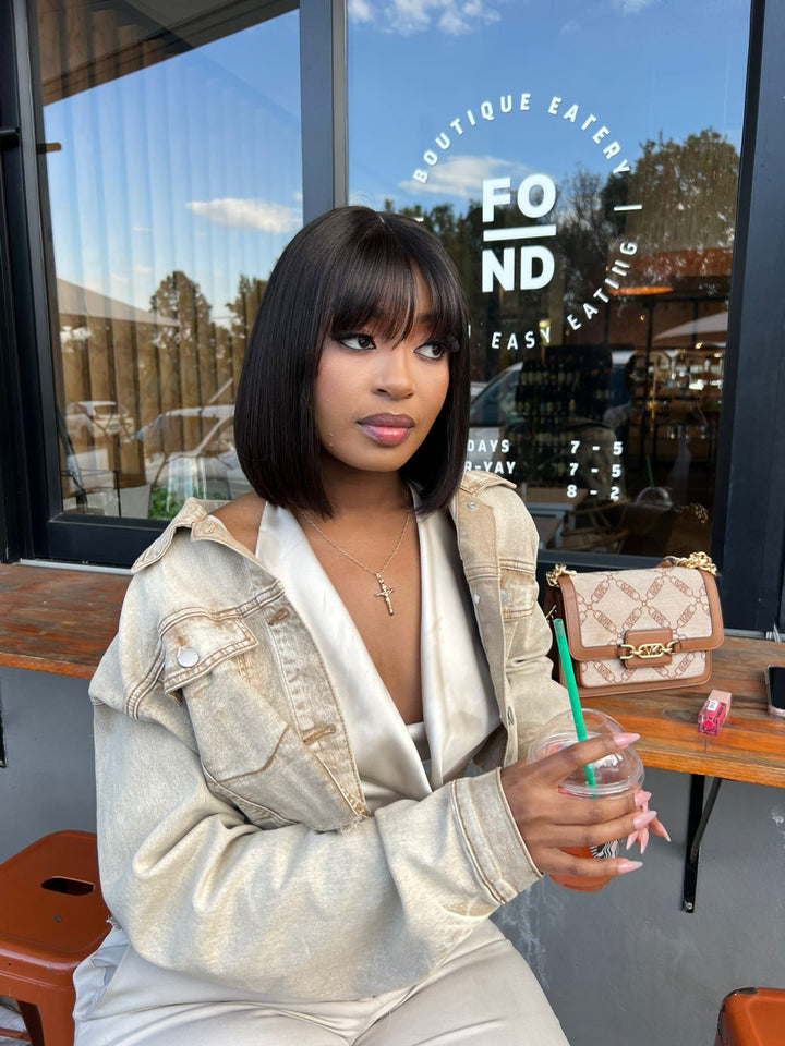 10" Vietnamese Wear & Go Wig with Bangs