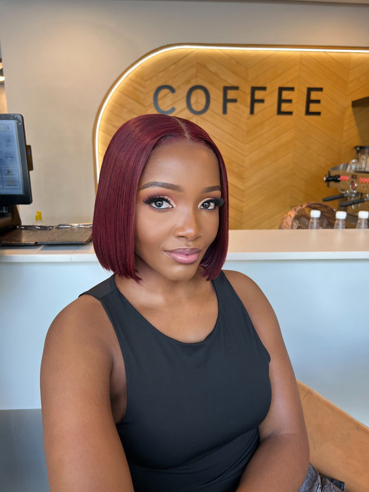 8” Vietnamese Glueless Burgundy Bob