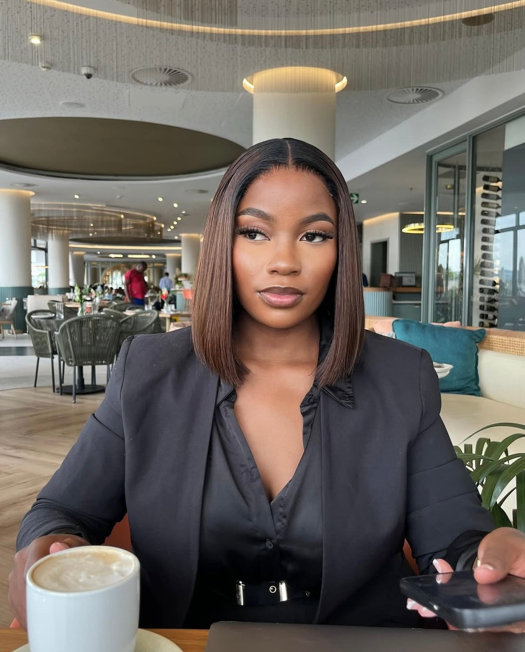 8" Brwon Pre-cut Sleek Vietnamese Bob Wig - Glueless & Ready to Wear